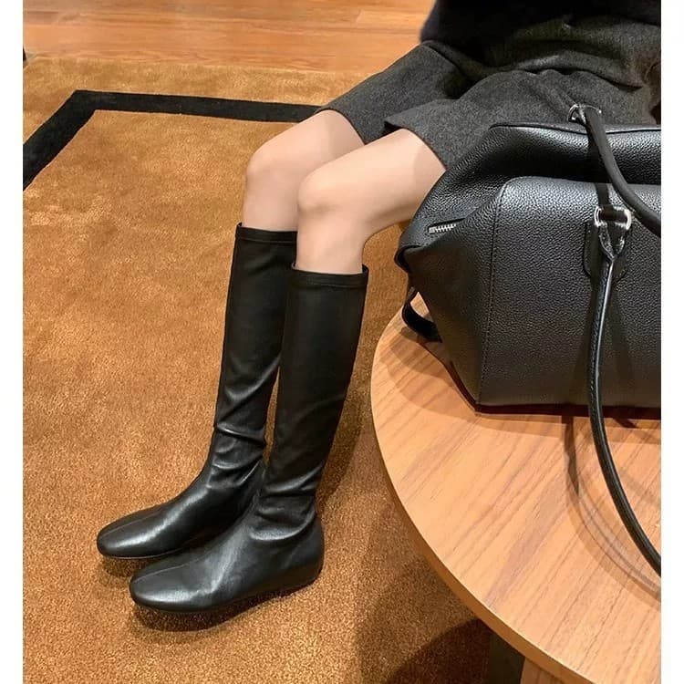 Ni Yueyi Women's Retro Knee-High Boots – Chunky Heel, Back Zipper, Black or Brown, photo 4