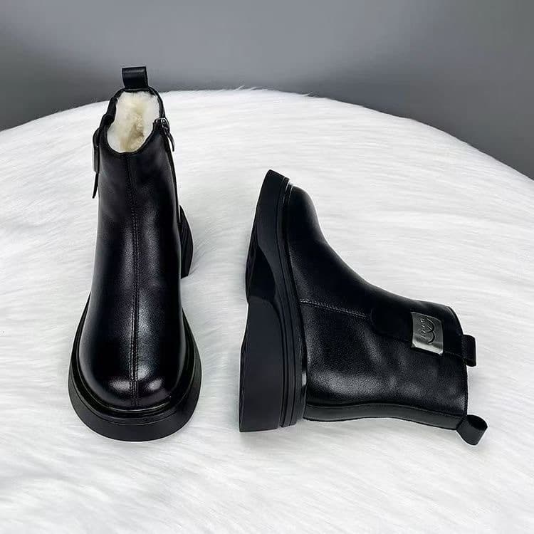 Women's Fleece-Lined Winter Snow Boots – Non-Slip Rubber Sole, Side Zip, Black, photo 4