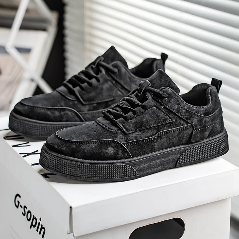 Men's Breathable Casual Sneakers – Korean-Style Low-Top Shoes in Black or Gray, photo 4