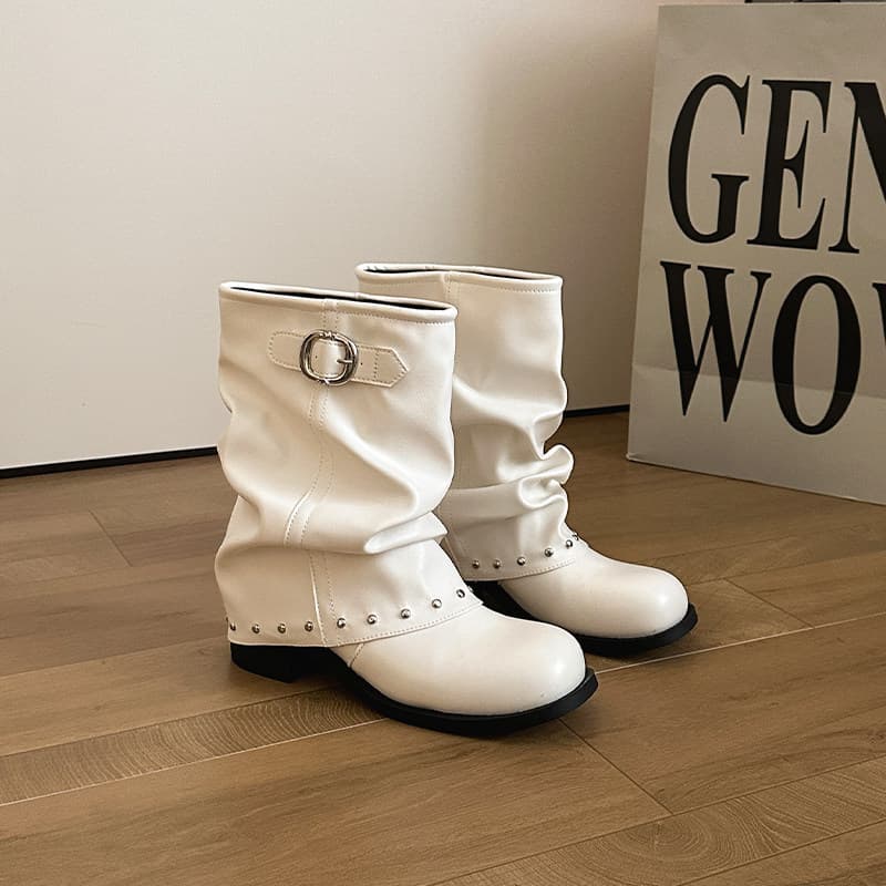 Women's Pleated Ankle Boots with Studs & Buckle | Fall 2026 Fashion, photo 7