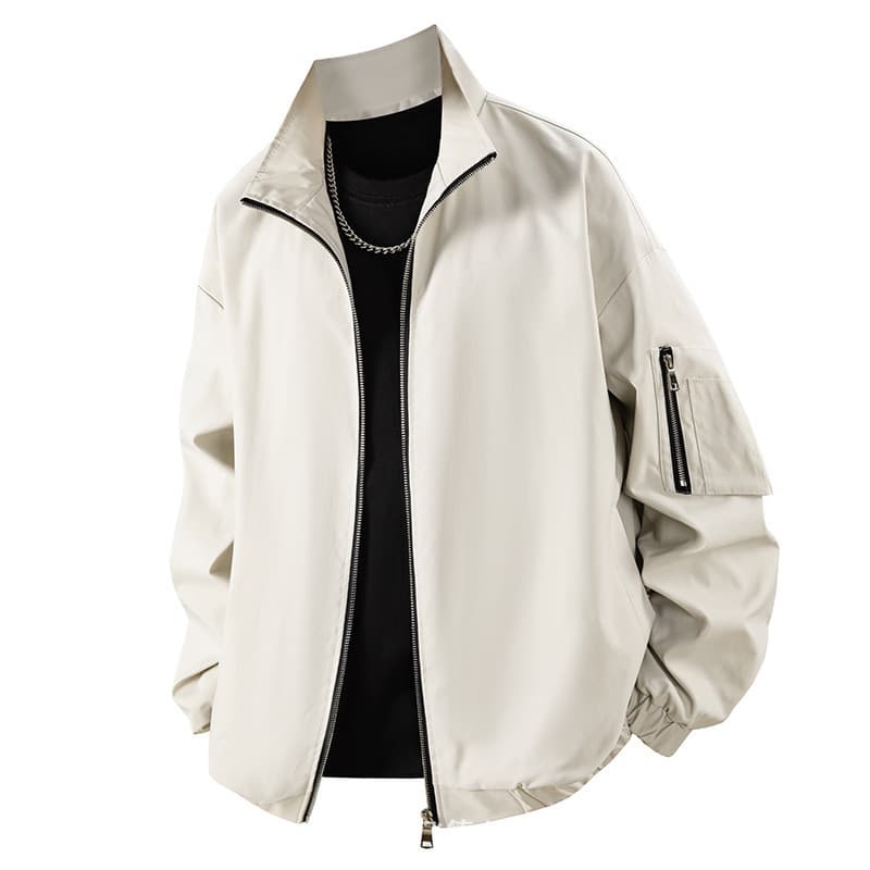 American-Style Work Jacket for Men: Spring/Fall, Loose Fit, Plus Size, Stand-Up Collar, Trendy Flight Jacket, Men's Outerwear, Baseball Jacket, photo 3