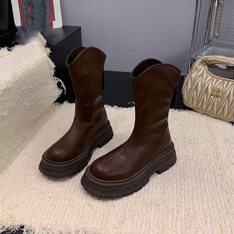 Women's Retro Chunky Heel Ankle Boots – Lightweight Zip-Up Hiking Style Boots, photo 8