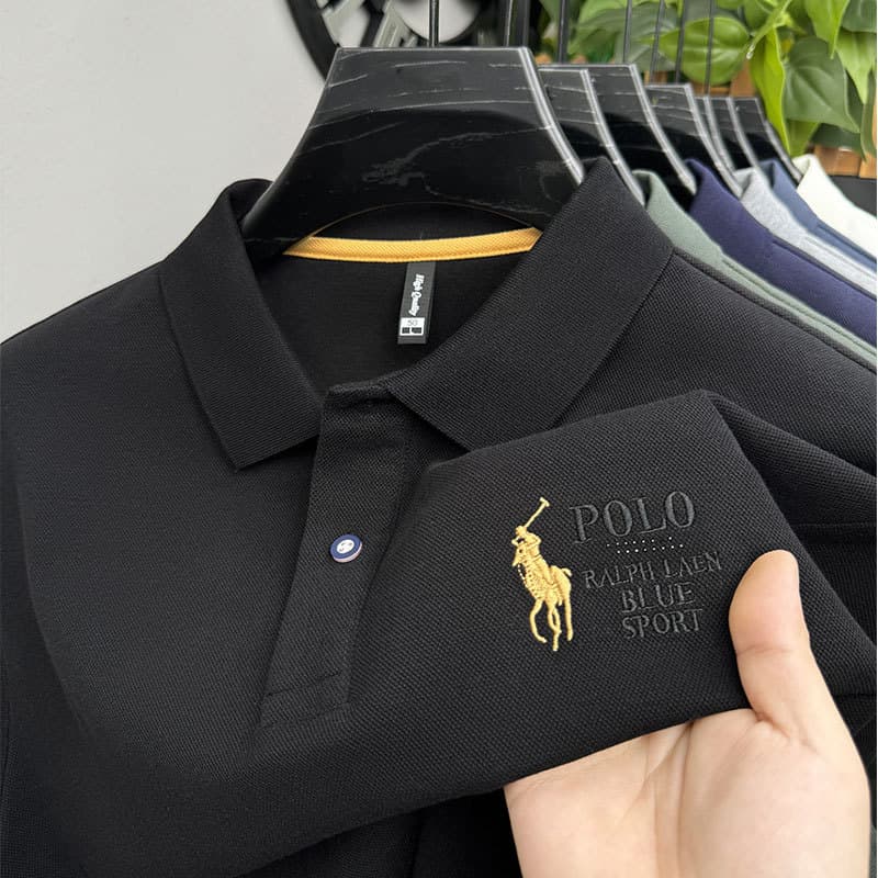 Fall Long-Sleeve Polo Shirt for Men: Business-Casual, Versatile, for Middle-Aged Men, with 10,000-Stitch Embroidery and a Turn-Down Collar—Exclusively for Cross-Border Sales, photo 7