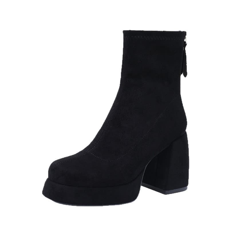 Women's High-Heel Platform Ankle Boots – Faux Fur Upper, Chunky Heel, Back Zipper, Warm & Height-Enhancing for Fall & Winter, photo 5