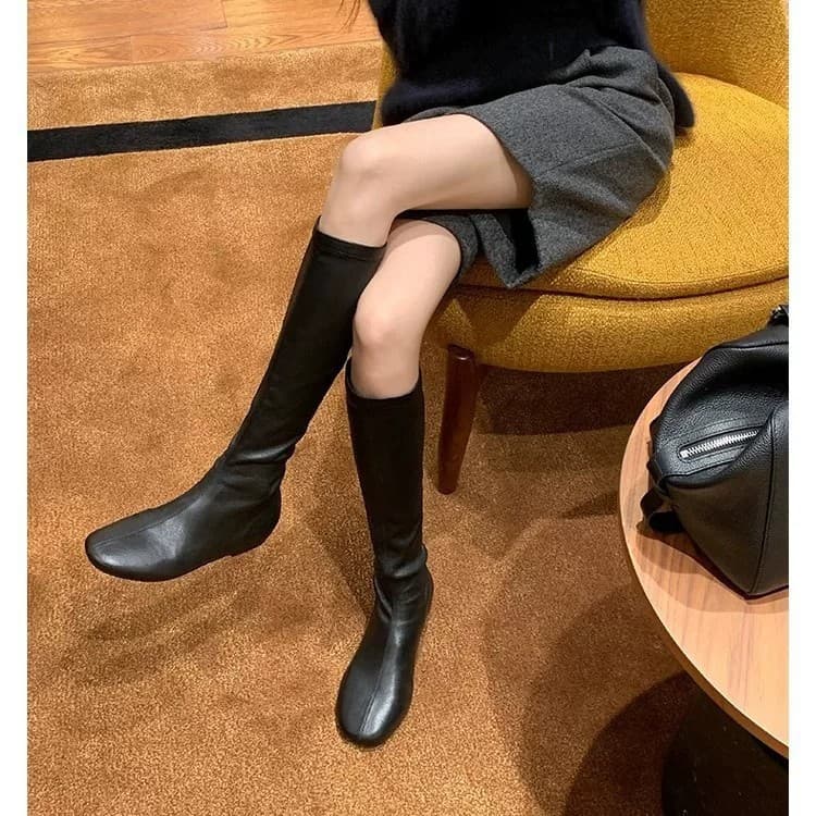 Ni Yueyi Women's Retro Knee-High Boots – Chunky Heel, Back Zipper, Black or Brown, photo 3