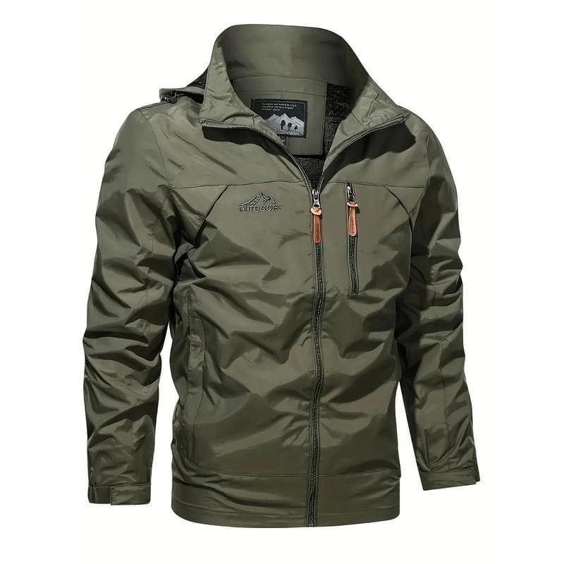 Men's Hooded Windproof Outdoor Jacket – Lightweight Wrinkle-Resistant Spring Layer in Army Green, photo 6