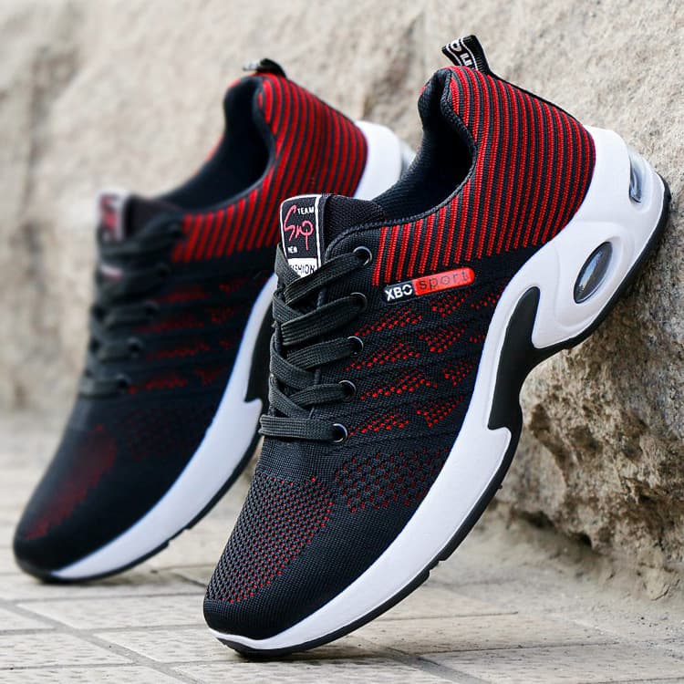 Men's Breathable Knit Running Sneakers – Lightweight Lace-Up Athletic Shoes in Large Sizes, Odor-Resistant, Multiple Colors, photo 2