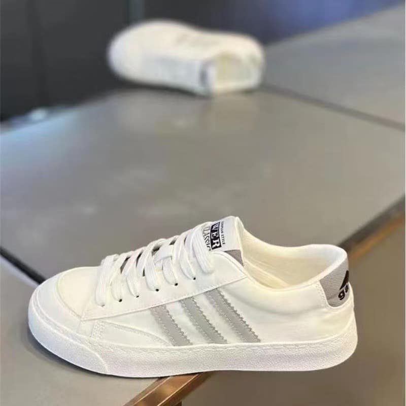 Men's Low-Top Canvas Sneakers – Breathable Lightweight Casual Shoes with Soft Rubber Sole, Three Stripes, White/Black/Black & White, Sizes 38-43, photo 6