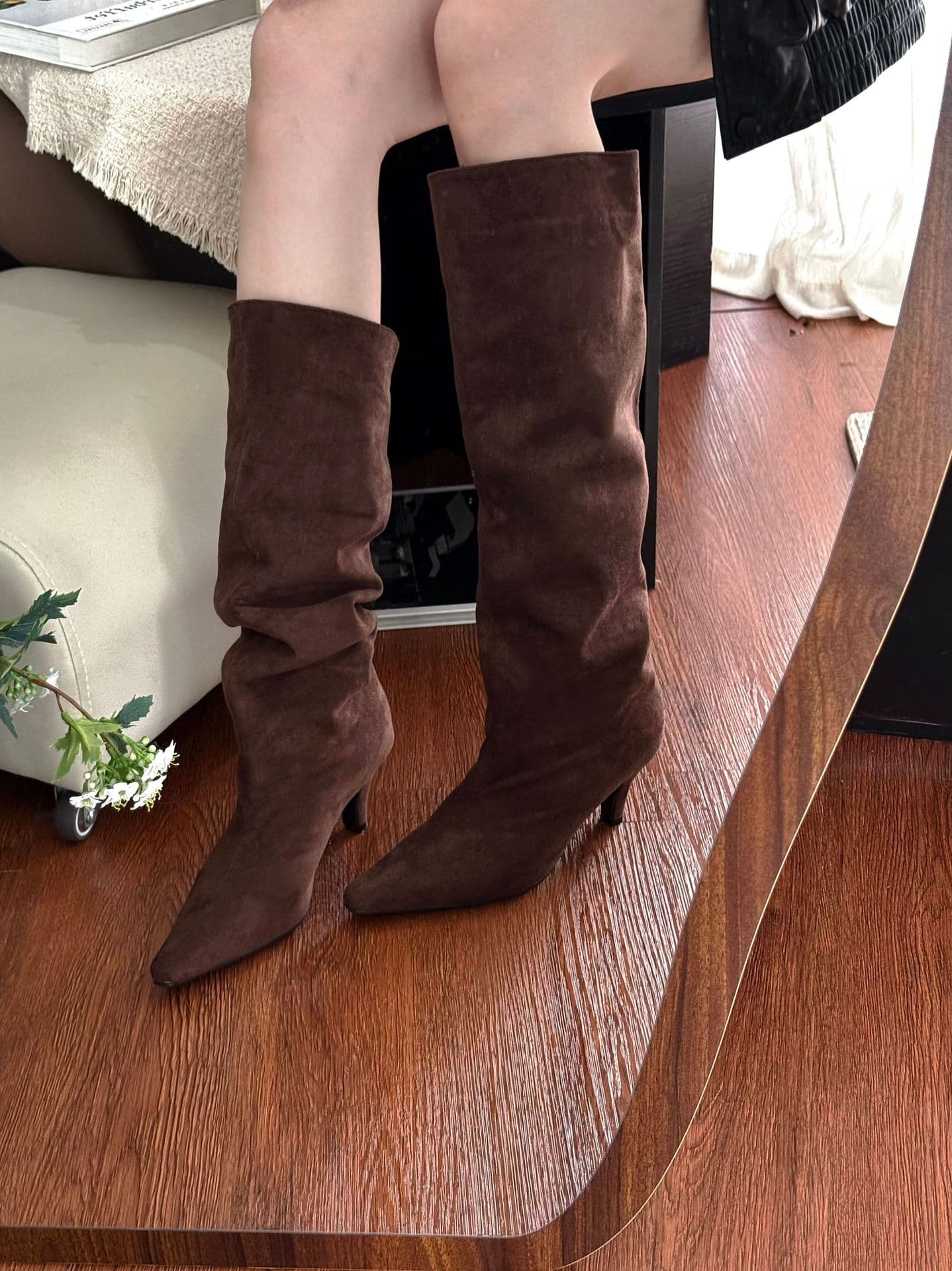 Women's Classic High-Heeled Western Cowboy Boots – Pointed Toe, Pleated Long Riding Boots, Retro Style, Fall Wear, photo 9