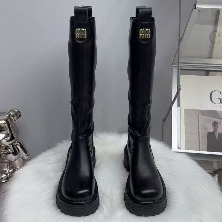 Women's Fleece-Lined Knee-High Fashion Boots – Chunky Heel, Back Zipper, Winter Riding Style, photo 3