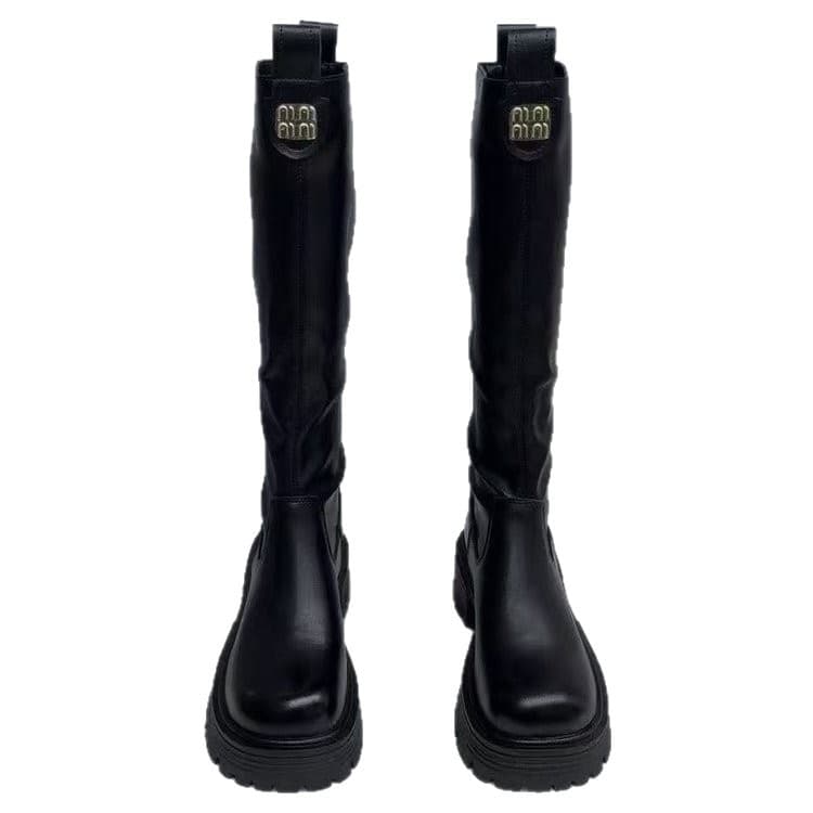 Women's Fleece-Lined Knee-High Fashion Boots – Chunky Heel, Back Zipper, Winter Riding Style, photo 5