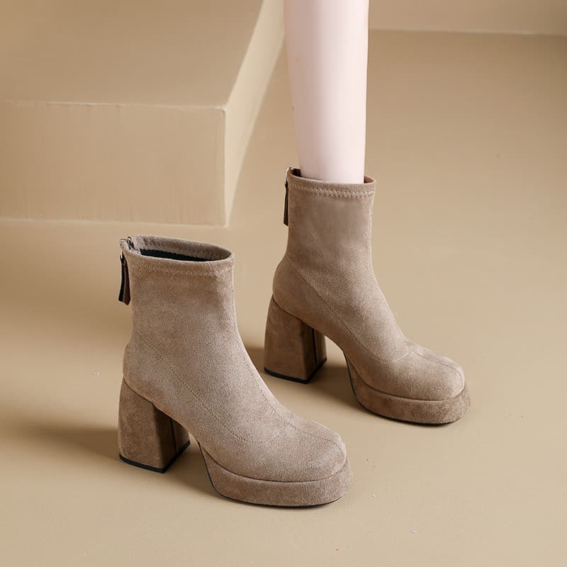 Women's High-Heel Platform Ankle Boots – Faux Fur Upper, Chunky Heel, Back Zipper, Warm & Height-Enhancing for Fall & Winter, photo 8