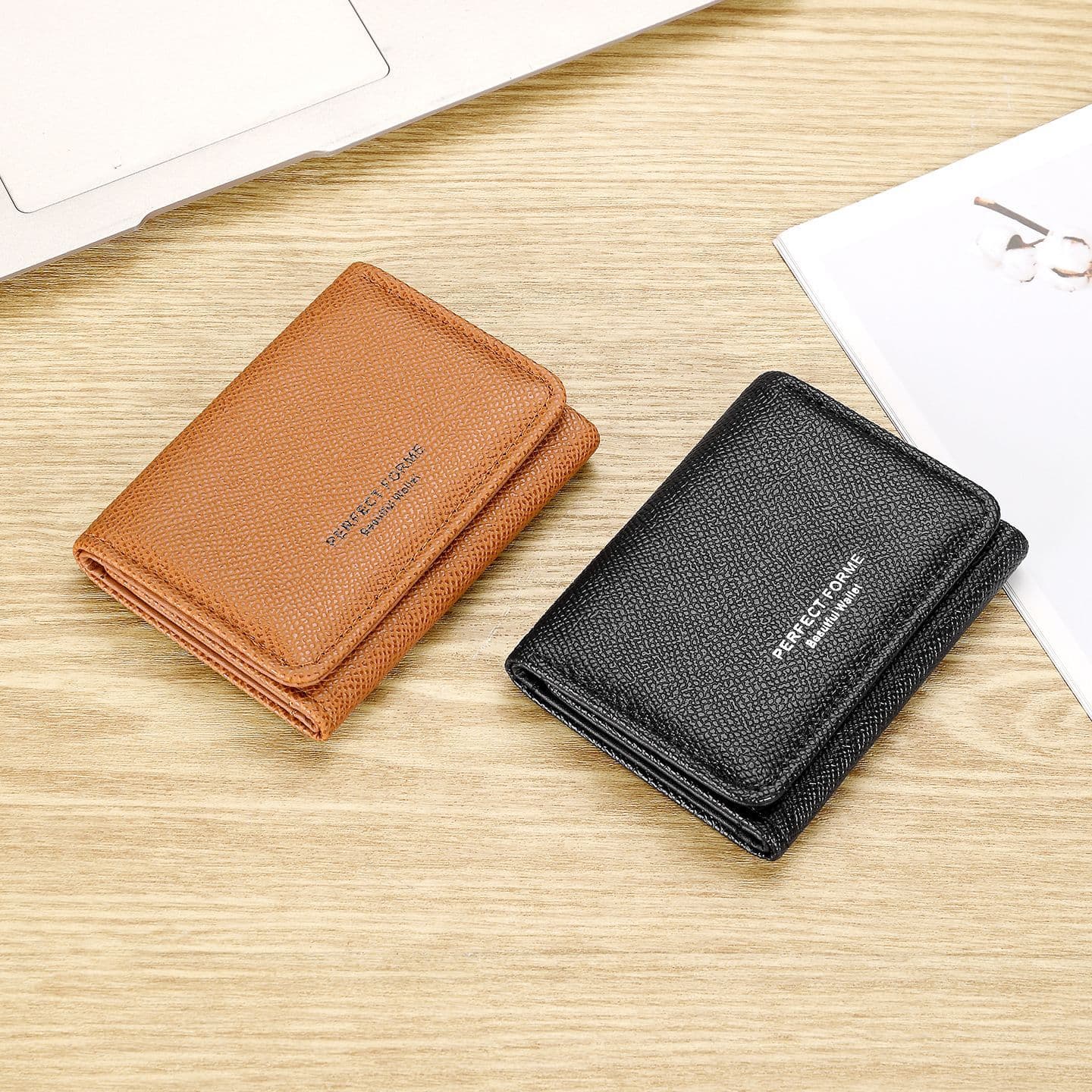 Cross-Border Best-Seller: Solid-Color Short Wallet for Women, Instagram-Style Minimalist Design, Multiple Card Slots, Large Capacity, Coin Purse, Multifunctional Men's Wallet
