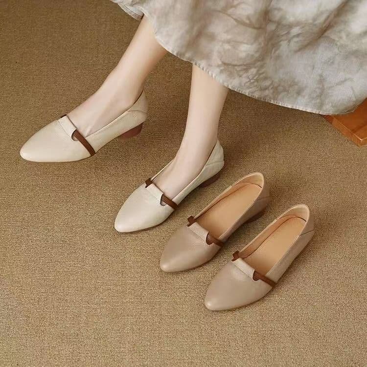 Women's Pointed-Toe Slip-On Shoes | Chunky Low Heel, Soft PU Leather, Comfortable All-Season Flats, photo 3