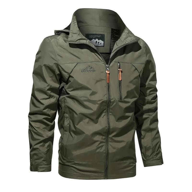 Men's Hooded Windproof Outdoor Jacket – Lightweight Wrinkle-Resistant Spring Layer in Army Green, photo 5