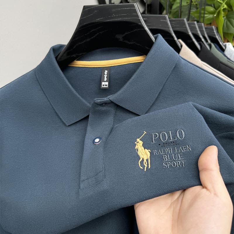 Fall Long-Sleeve Polo Shirt for Men: Business-Casual, Versatile, for Middle-Aged Men, with 10,000-Stitch Embroidery and a Turn-Down Collar—Exclusively for Cross-Border Sales, photo 2
