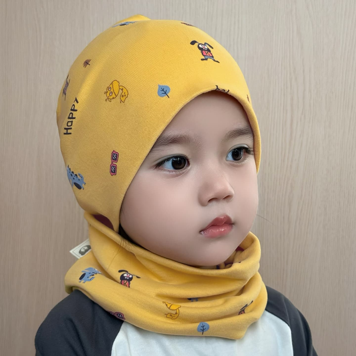 Glory Bear Cotton Baby Beanie Hat – Warm Windproof Winter Hat for Kids, Unisex, with Optional Scarf, photo 7