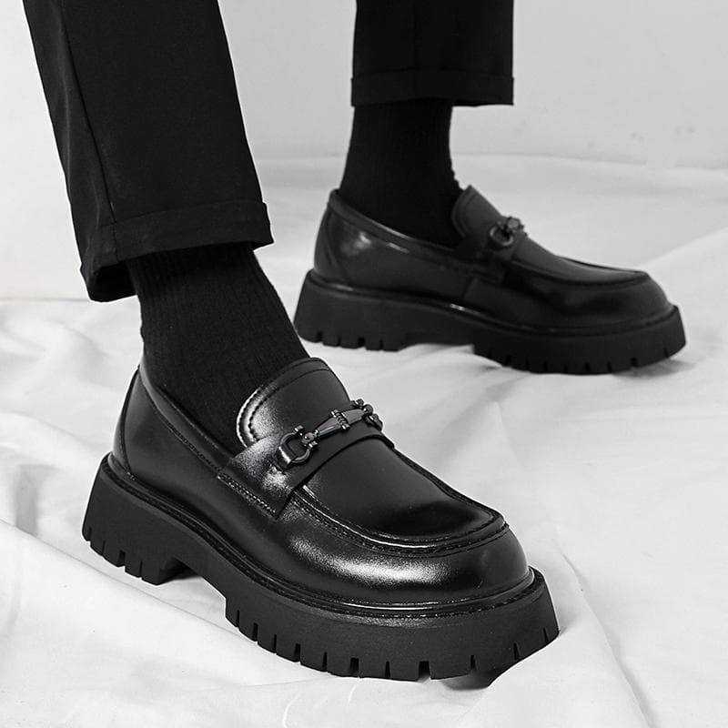 LDECK Men's Chunky-Sole Height-Increasing Loafers – Patent PU Leather, Shiny Finish, Casual Chunky Heel Shoes, photo 3