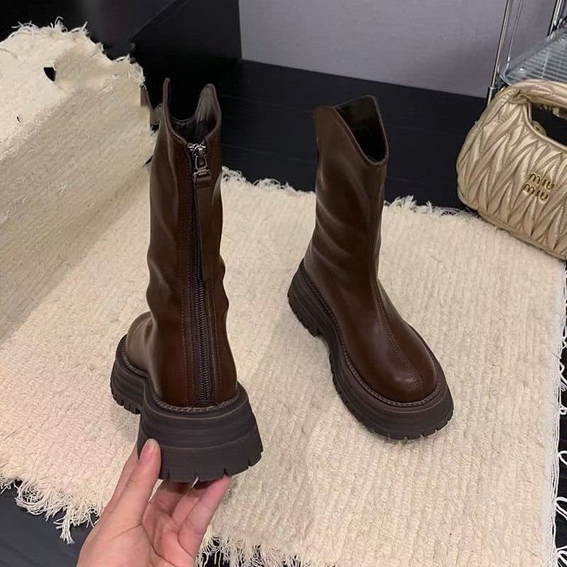 Women's Retro Chunky Heel Ankle Boots – Lightweight Zip-Up Hiking Style Boots, photo 6