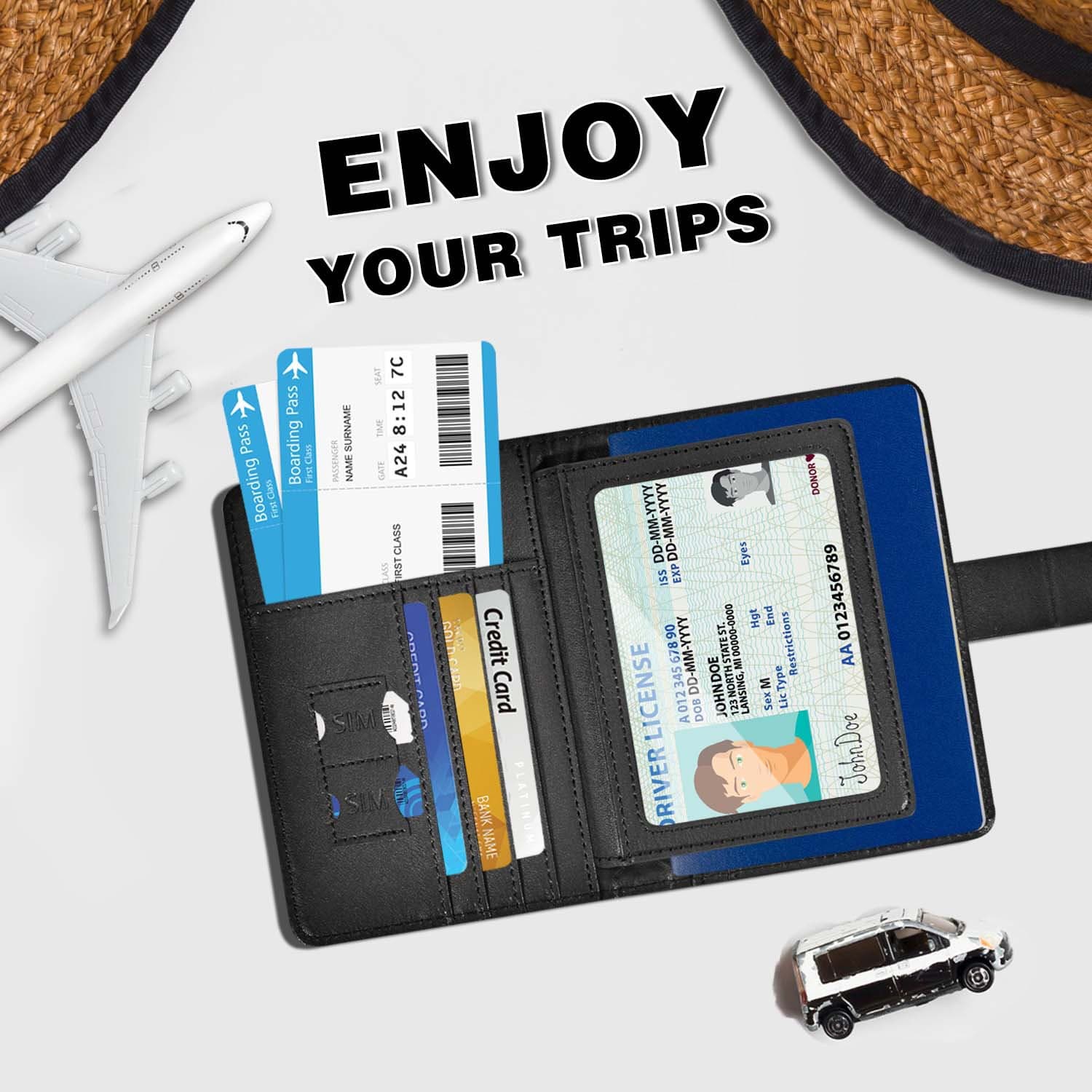 RFID Passport Holder & Travel Document Organizer — PU Leather Ticket & ID Case, Waterproof, Anti-Skimming, Unisex, photo 2