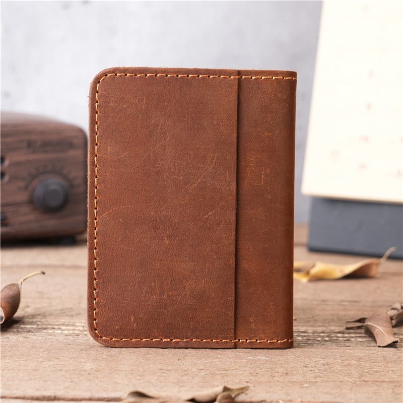 Genuine Cowhide Leather Mini Clutch Wallet for Men – Vintage Minimalist Multi-Card Slim Wallet, Unisex, photo 4