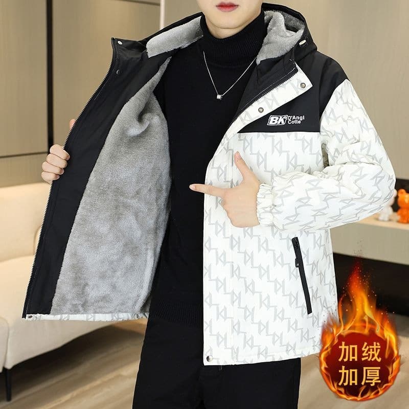 New Winter Men's Fleece-Lined, Thickened Coats, Warm Cotton Jackets, Hooded Jackets, Trendy Casual Cotton Jackets—1/2 In Stock, photo 5