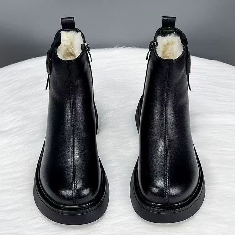Women's Fleece-Lined Winter Snow Boots – Non-Slip Rubber Sole, Side Zip, Black, photo 6