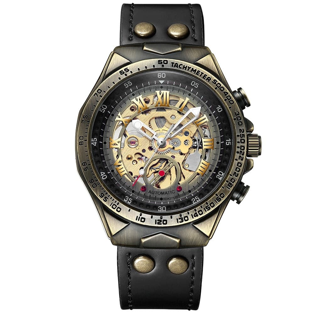 BINBOND Men's Vintage Bronze Automatic Mechanical Watch – See-Through Case Back, 30M Water Resistant, Alloy Band, photo 6