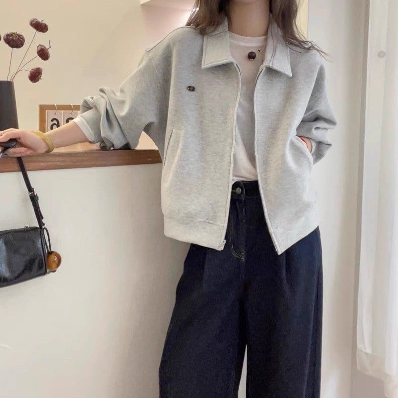 2025 Fall Women's Collared, Straight-Shoulder Sweatshirt Jacket—Spring Plus-Size, Fashionable, Slimming, European-Style New Arrival Jacket/Cardigan Top, photo 2