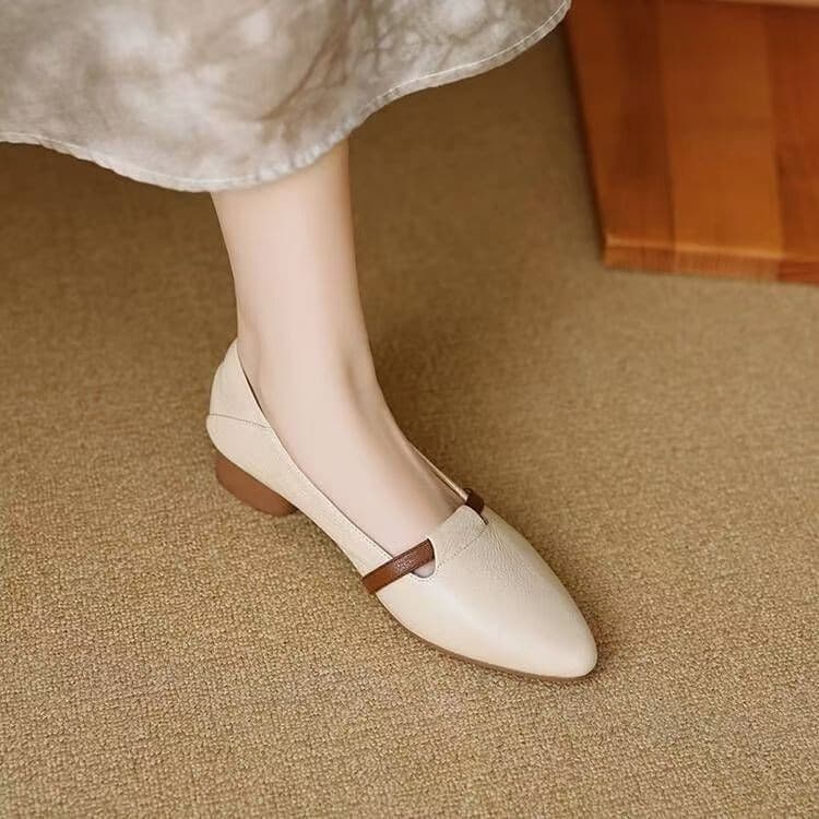 Women's Pointed-Toe Slip-On Shoes | Chunky Low Heel, Soft PU Leather, Comfortable All-Season Flats, photo 6