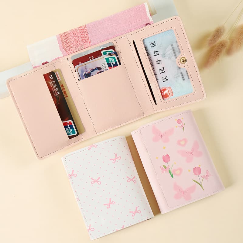 Butterfly-Print Tri-Fold Wallet – Compact PU Purse with Card & Coin Compartments, photo 3