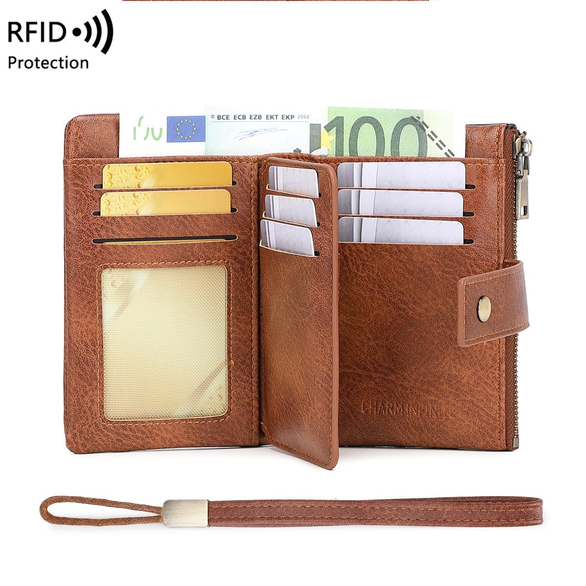 RFID Anti-Theft Wallet: Multifunctional, Short, Tri-Fold, Retro-Style, Large-Capacity Coin Purse, European and American Retro Style, photo 4