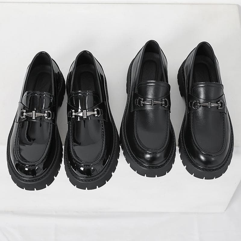 LDECK Men's Chunky-Sole Height-Increasing Loafers – Patent PU Leather, Shiny Finish, Casual Chunky Heel Shoes, photo 4