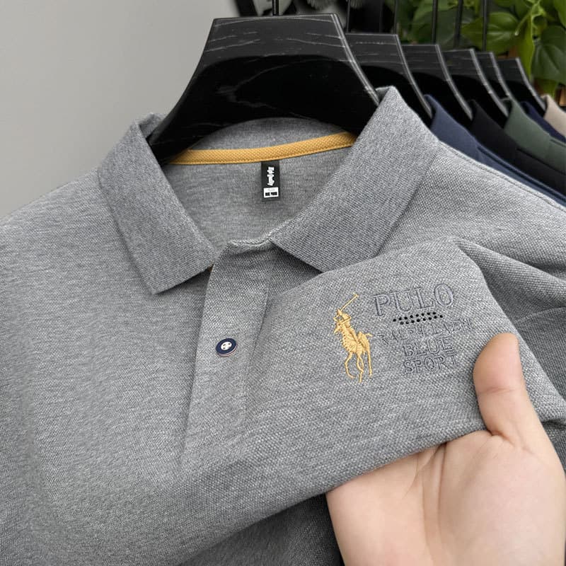 Fall Long-Sleeve Polo Shirt for Men: Business-Casual, Versatile, for Middle-Aged Men, with 10,000-Stitch Embroidery and a Turn-Down Collar—Exclusively for Cross-Border Sales, photo 8