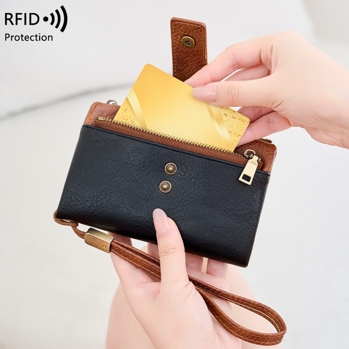 RFID Anti-Theft Wallet: Multifunctional, Short, Tri-Fold, Retro-Style, Large-Capacity Coin Purse, European and American Retro Style, photo 2