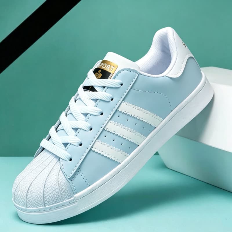 Far Reaches Shell-Toe White Sneakers – Unisex Casual Shoes with Breathable PU Upper and Rubber Sole, photo 3