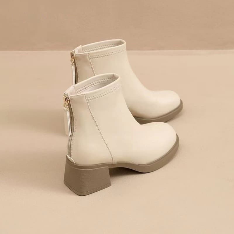 Paitiwei Women's Square Toe Ankle Boots with Chunky Heel – Soft Faux Leather, Back Zipper, Minimalist Winter Style, photo 3
