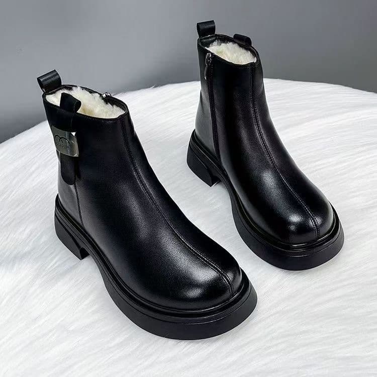 Women's Fleece-Lined Winter Snow Boots – Non-Slip Rubber Sole, Side Zip, Black, photo 2